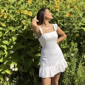 White Mini Ruffle Dress